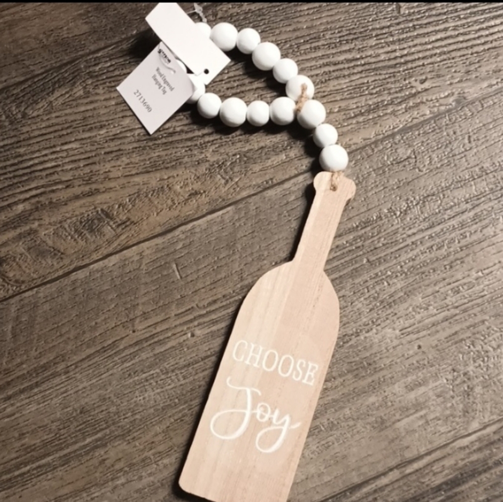 Handcrafted Wooden Wine Bottle Ornament CHOOSE JOY